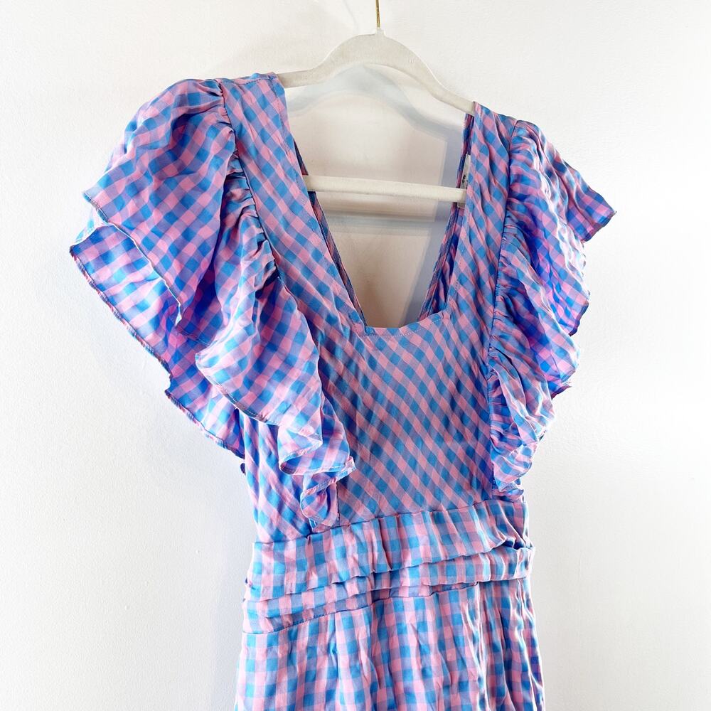 Entro Gingham Print Flutter Sleeve Square Neck Ma… - image 7